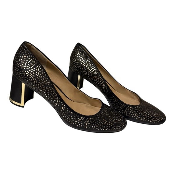 Elegant Black Laser-Cut Women's Heels - Picture 5 of 13